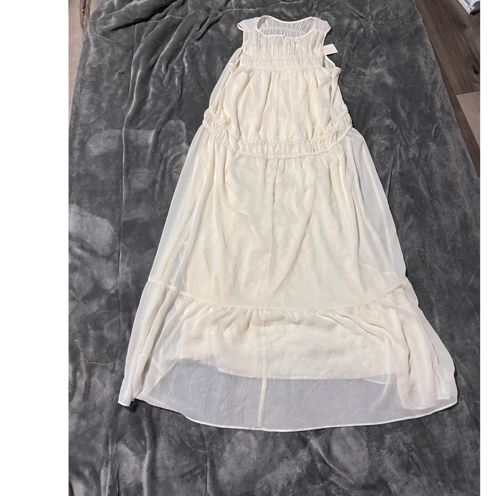 A New Day Cream/ Ivory Sleeveless Smocked Tiered Maxi Dress Large - Picture 5 of 6